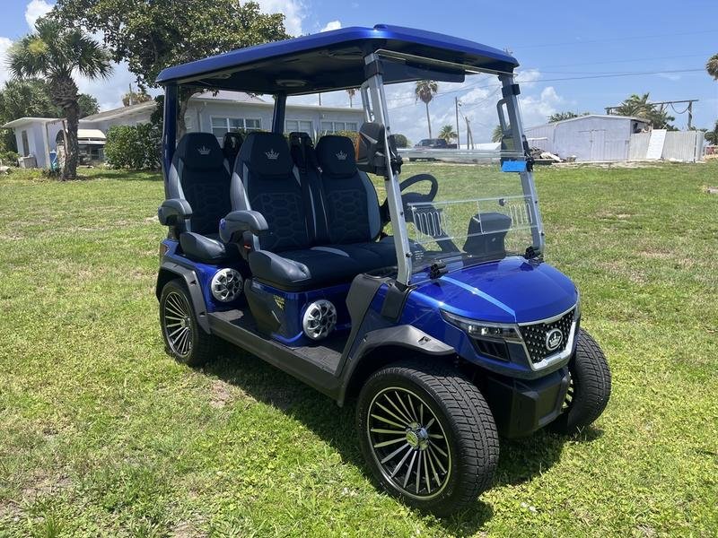 2025 Evolution D-Max GT4 Portimao Blue | 4-Seater with 24-Speaker Sound - Golf Carts Nation | Street-Legal LSV & Custom Carts