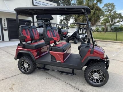 2025 Evolution D5 Maverick 4 Flamenco Red | Forward-Facing 4-Seater Cart - Golf Carts Nation | Street-Legal LSV & Custom Carts