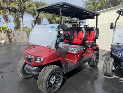 2025 Evolution D5 Ranger 4 Flamenco Red | Forward-Facing 4-Seater Cart - Golf Carts Nation | Street-Legal LSV & Custom Carts